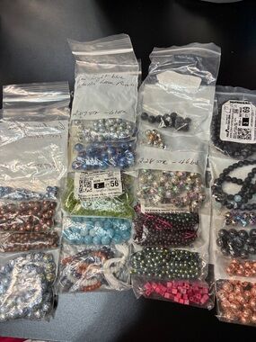 Mixed 1# Assorted Natural unique Bead Lot in Blue, Green, Black, Copper, Pink